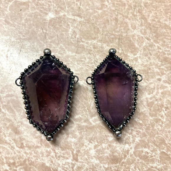 Handmade maille gemstone amethyst crystal chain necklace - Picture 14 of 16